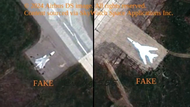 Satellite Images Reveal Fake Tu-22 and Su-24 Aircraft Painted by Russia at Mozdok Airbase