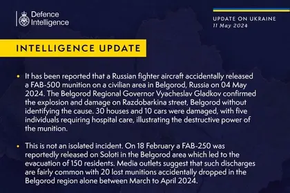 British Defence Intelligence Update Ukraine 11 May 2024