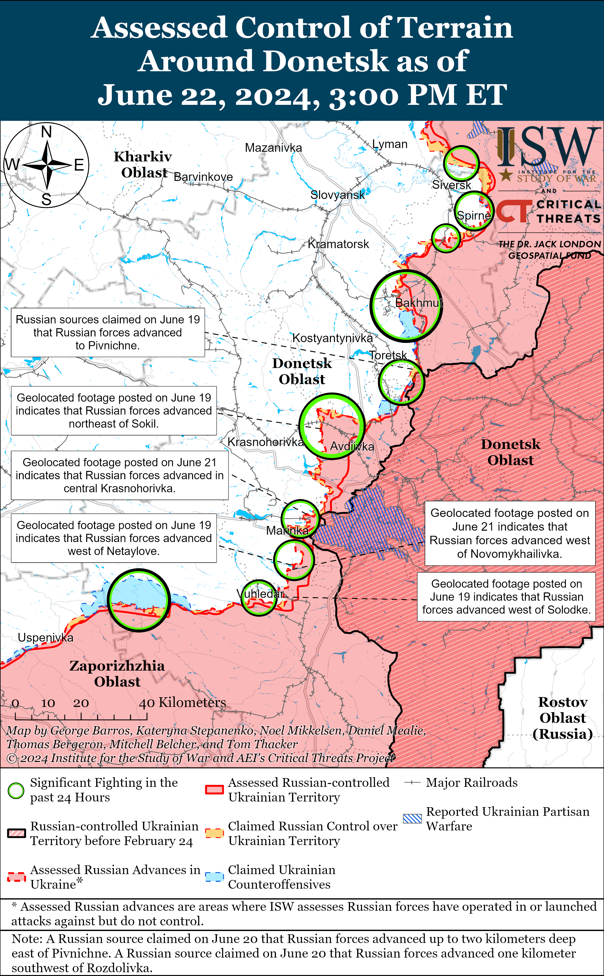 ISW Russian Offensive Campaign Assessment, Map And Update June 22, 2024