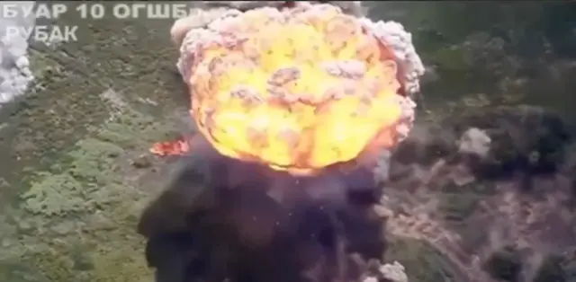 Video Captures Powerful Detonation as Ukrainian Drone Strikes Russian Self-Propelled Gun