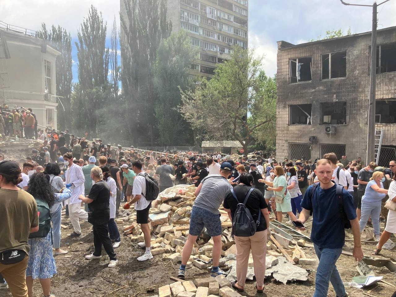 EXCLUSIVE PHOTOS: People Trapped Under Rubble at Kyiv Children's Hospital