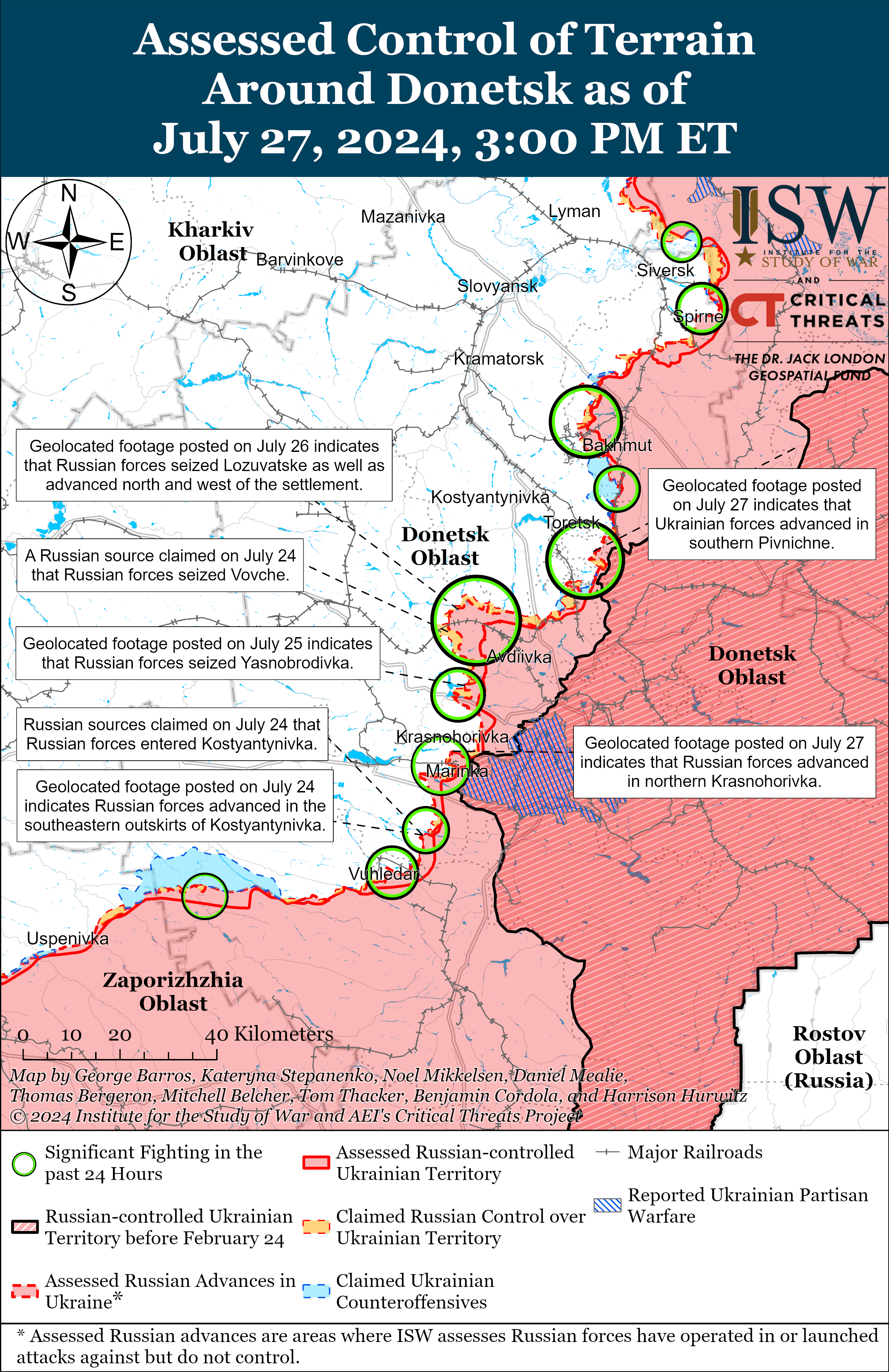 ISW Russian Offensive Campaign Assessment, Map And Update July 27, 2024