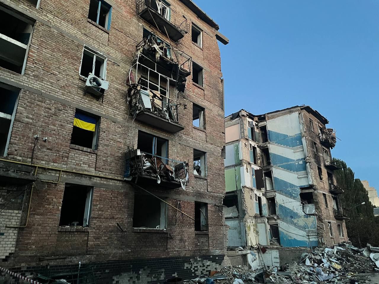 This is how Kateryna’s apartment and the damaged residential building look now