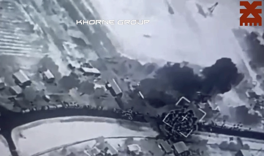 Ukraine Drone Cam Shows Missile Strike Destroying Russian Battalion in Kursk