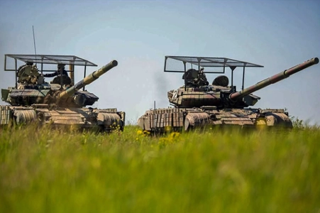 Transnistrian Tanks Seen with Anti-Drone Grills