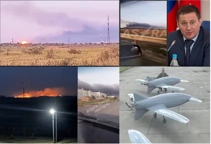 Ukrainian Long-Range Drones Blast, Set Ablaze Russian Military Airfield Fuel, Ammo Dumps