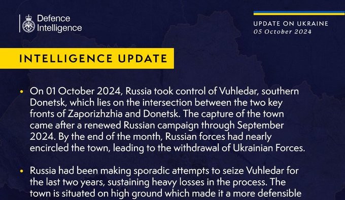 British Defence Intelligence Replace Ukraine 5 October 2024