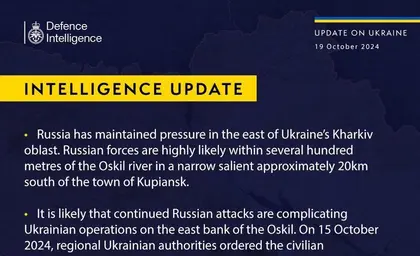 British Defence Intelligence Update Ukraine 19 October 2024