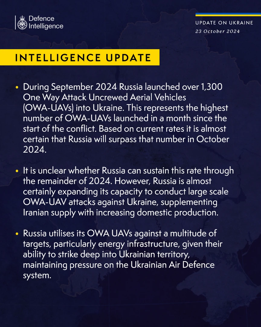 British Defence Intelligence Update Ukraine 23 October 2024