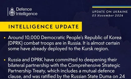 British Defence Intelligence Update Ukraine 03 November 2024