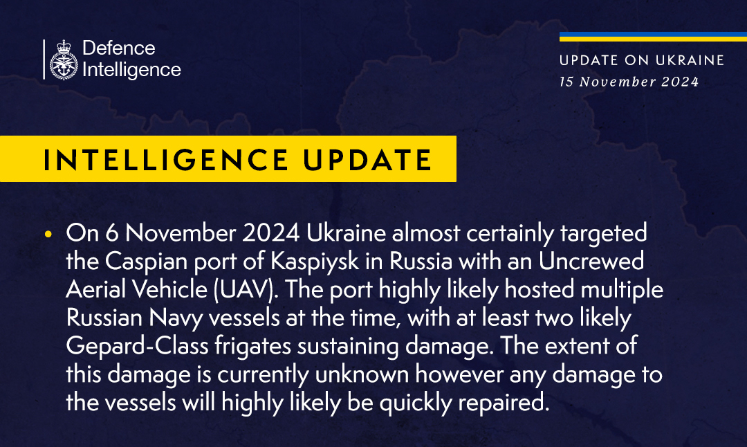 British Defence Intelligence Update Ukraine 15 November 2024