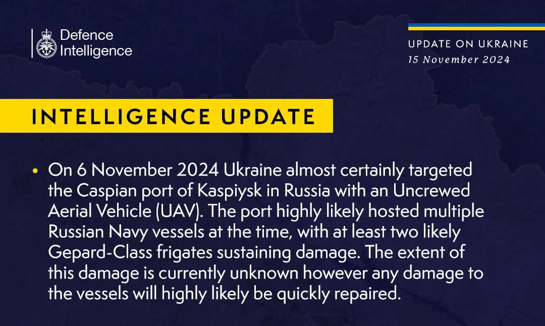 British Defence Intelligence Update Ukraine 15 November 2024