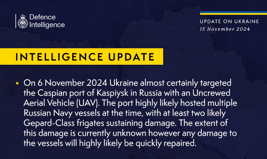 British Defence Intelligence Update Ukraine 15 November 2024