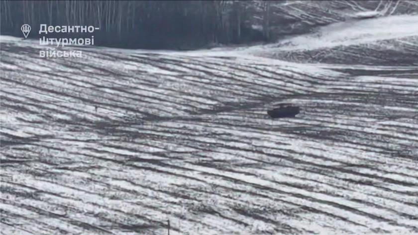 Out of Ammo, Ukrainian Paratroopers in Kursk Run Down Russians with Armored Vehicle