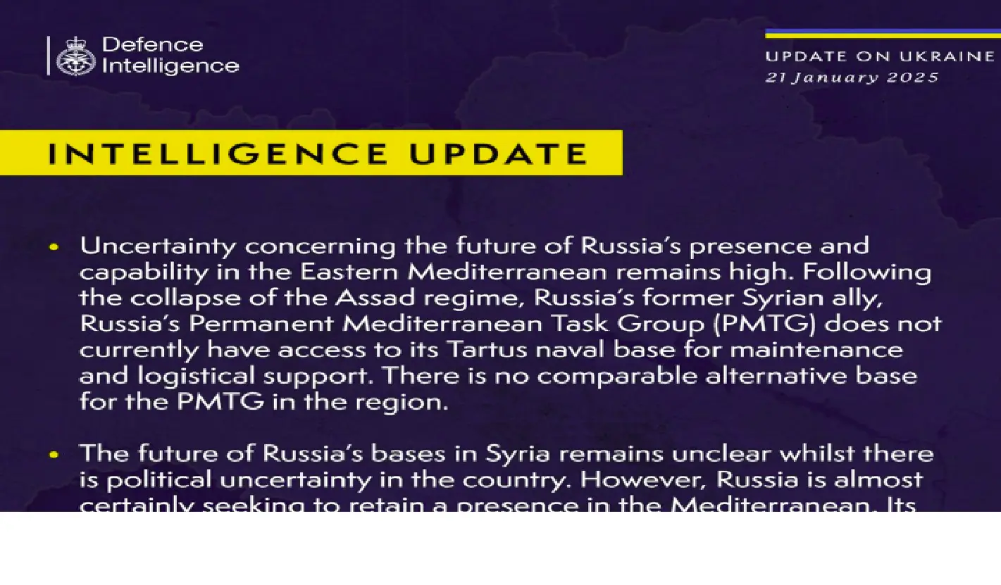 British Defence Intelligence Update Ukraine 21 January 2025