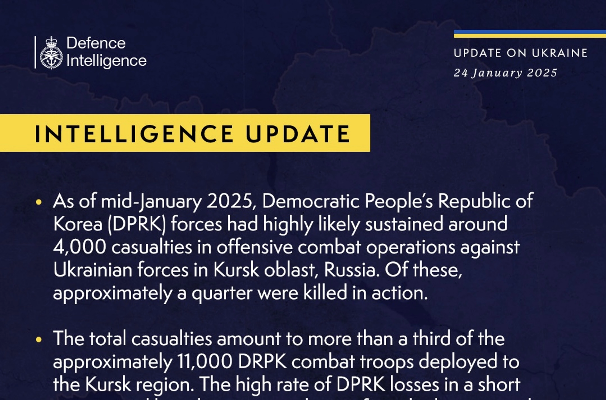 British Defence Intelligence Update Ukraine 24 January 2025