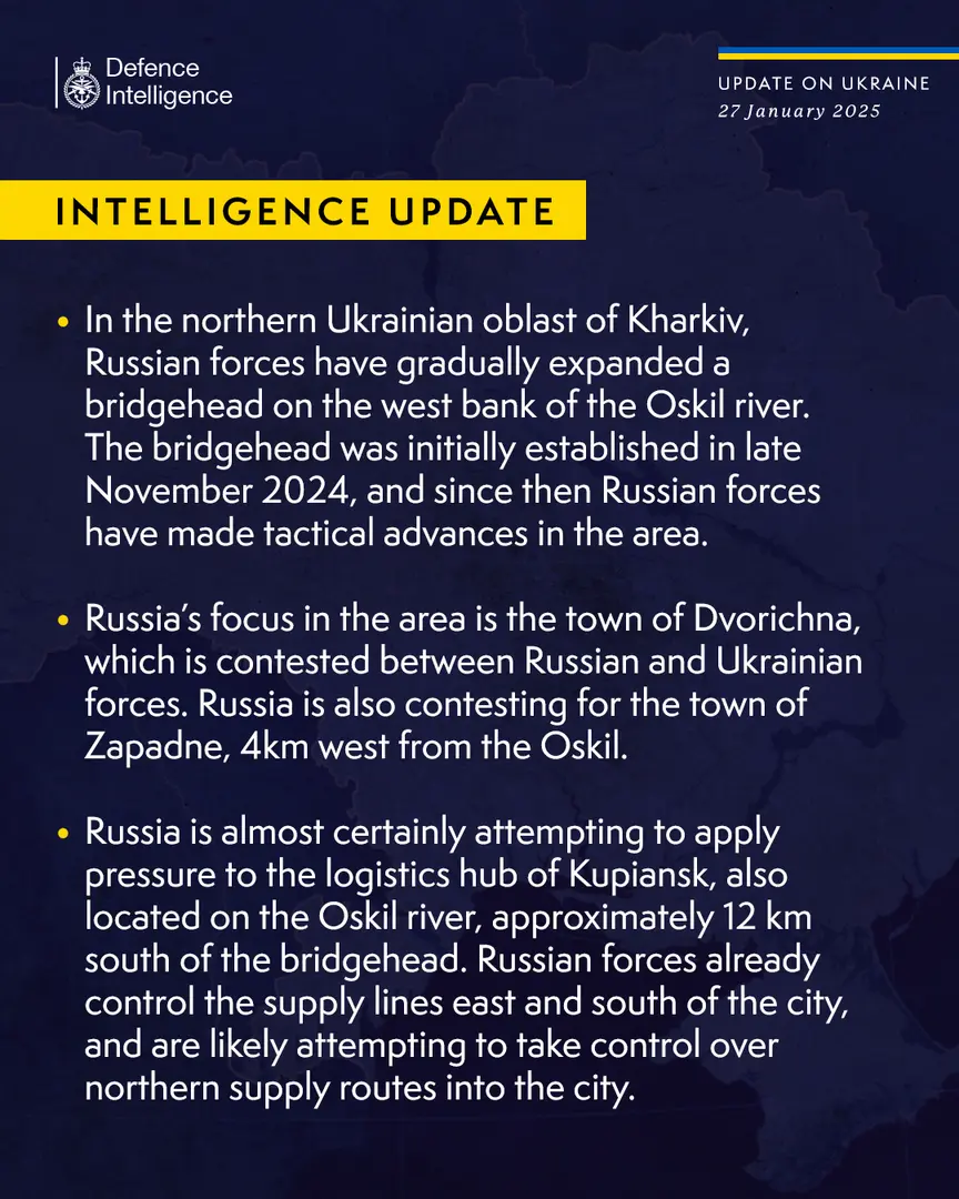 British Defence Intelligence Update Ukraine 27 January 2025