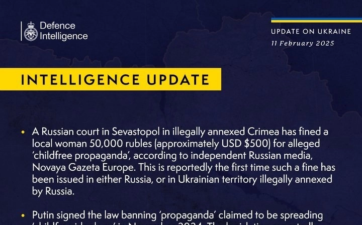 British Defence Intelligence Update Ukraine 11 February 2025