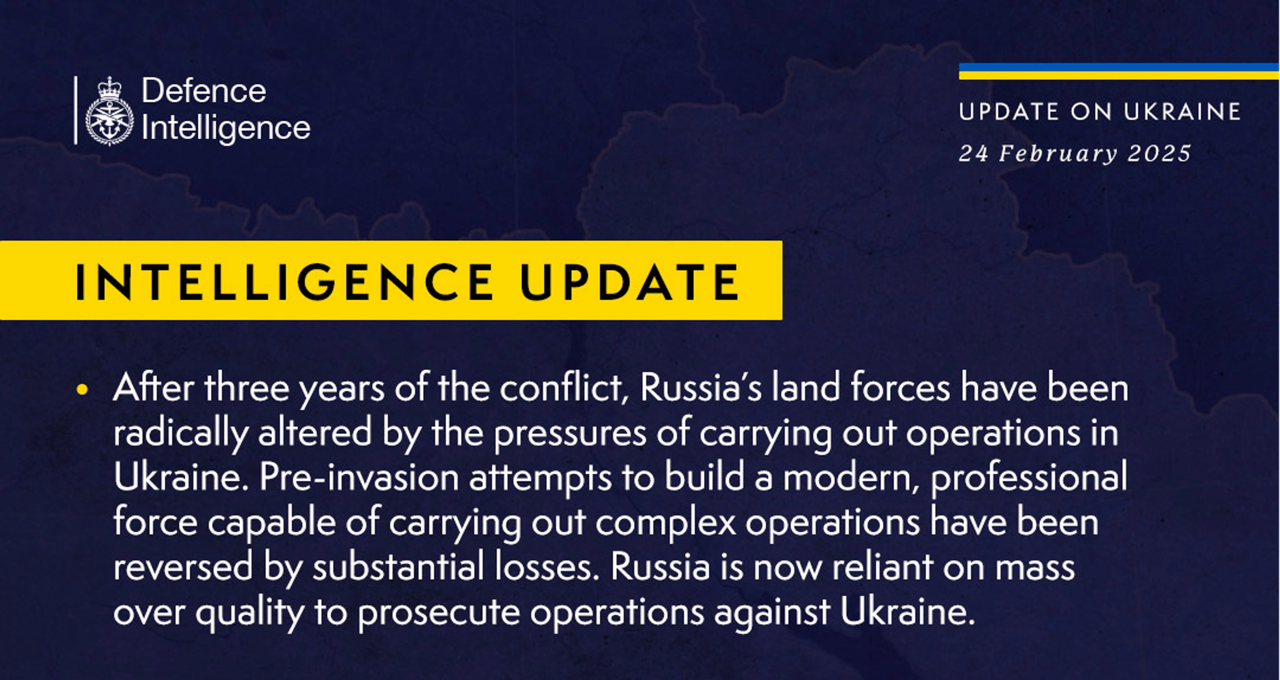 British Defence Intelligence Update Ukraine 24 February 2025