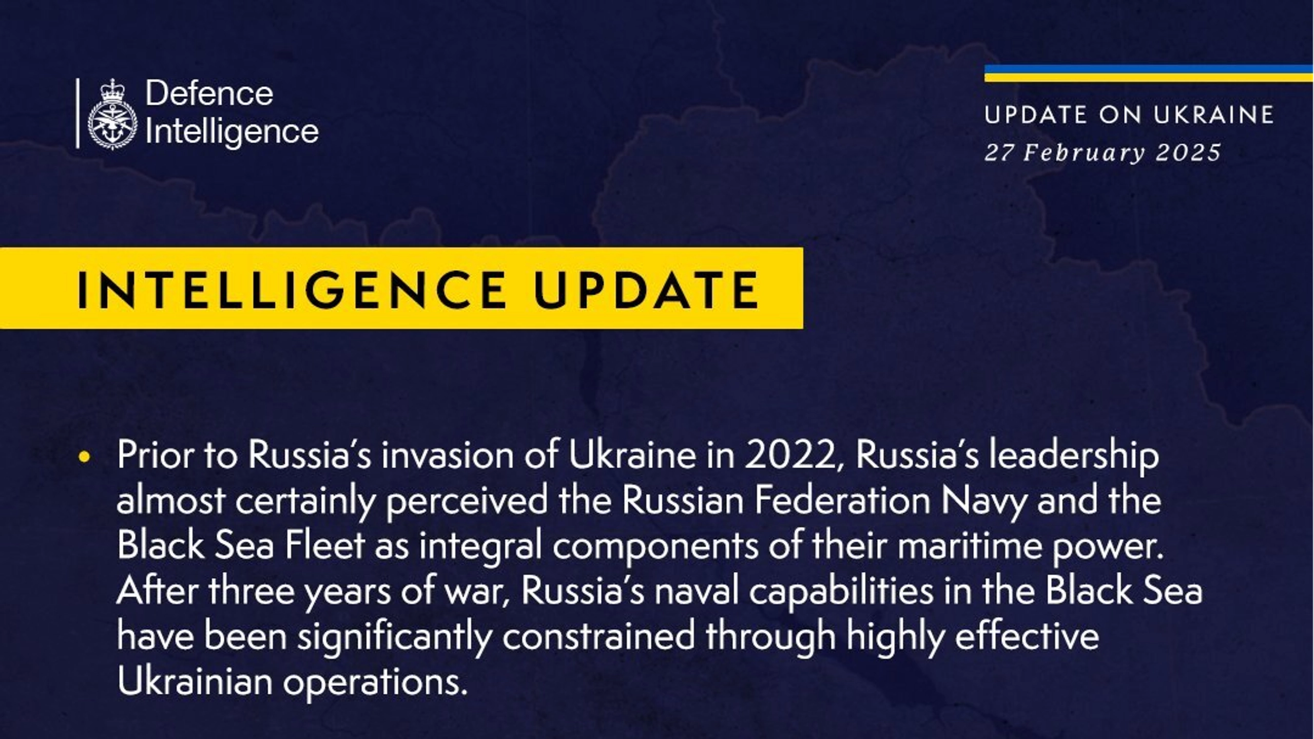 British Defence Intelligence Update Ukraine 27 February 2025