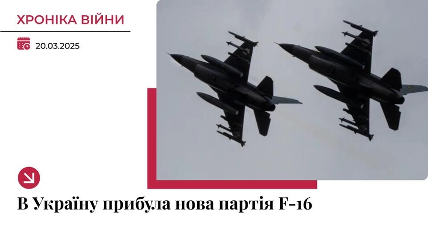 Хроніка війни в Україні. 20 березня: Україна отримала нову партію F-16