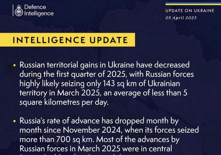 British Defence Intelligence Update Ukraine 5 April 2025