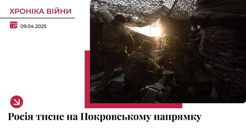Хроніка війни в Україні. 9 квітня: РФ продовжує активно тиснути на Покровському напрямку