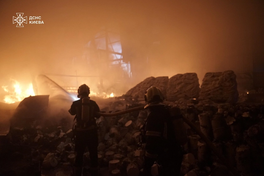 Russian Drone Strikes Spark Fire in Kyiv Districts, 2 Injured