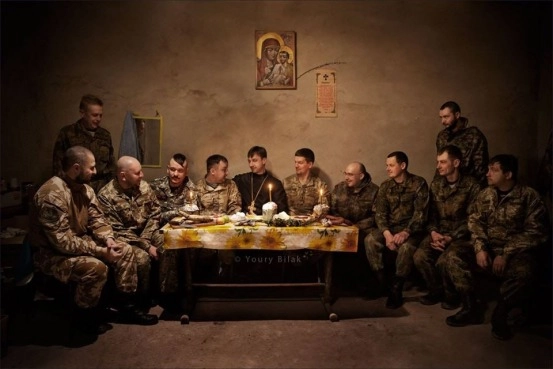 Easter celebration, 30th Mechanized Brigade, posing and shot by professional photographer.