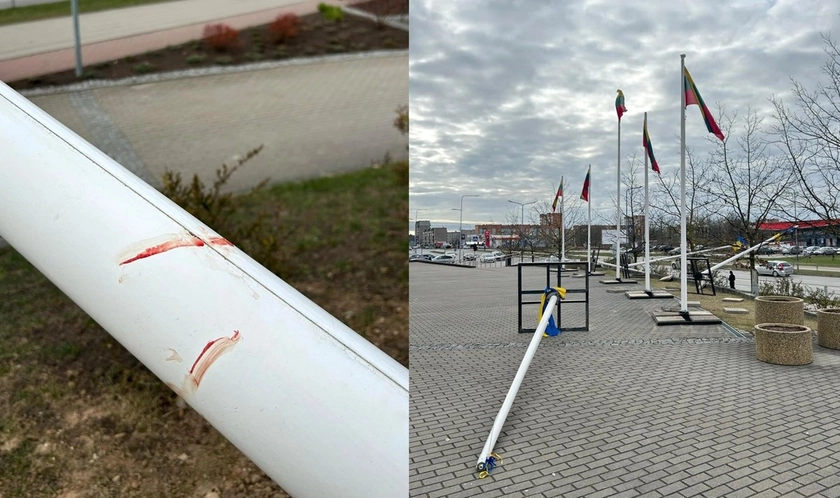 У Литві вандали пошкодили флагштоки з українськими прапорами