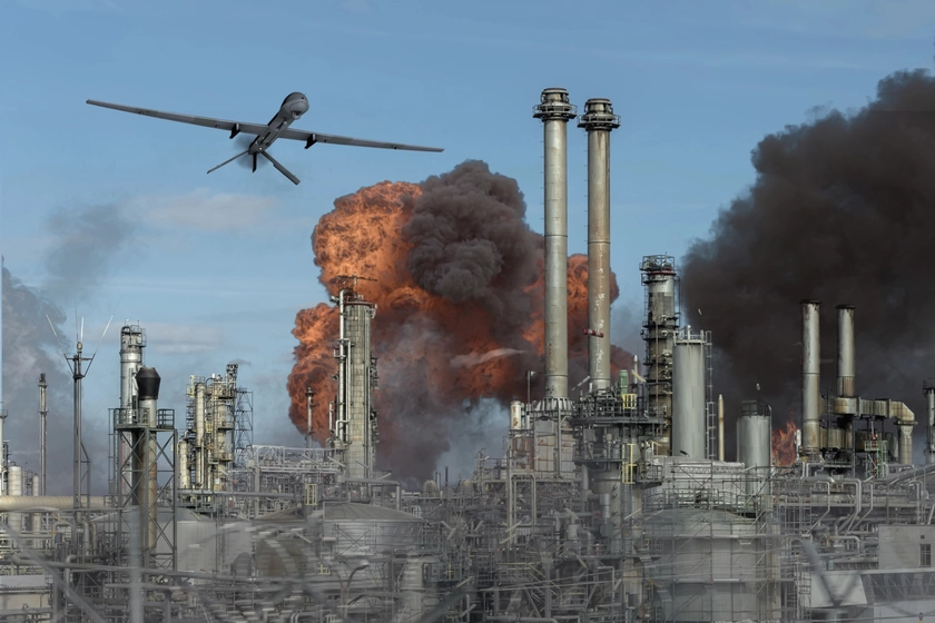 Russian Missile Parts Plant Ablaze After Massive Drone Blitz