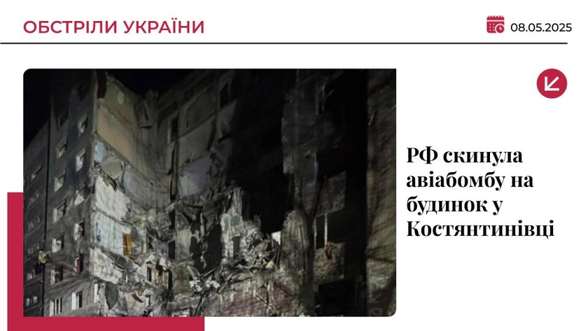 РФ скинула авіабомбу на багатоповерхівку в Костянтинівці: є поранені