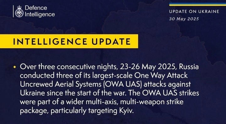 British Defence Intelligence Update Ukraine 30 May 2025