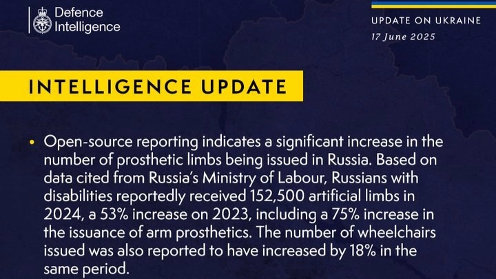 British Defence Intelligence Update Ukraine 17 June 2025