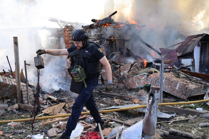 Russia Hits Military Recruitment Center in Poltava, Two Dead, Civilian Sites in Flames