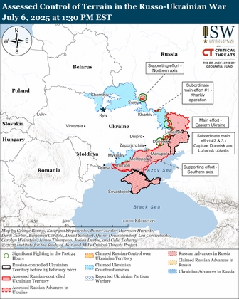 Avaliação de campanha ofensiva russa da ISW, 6 de julho de 2025