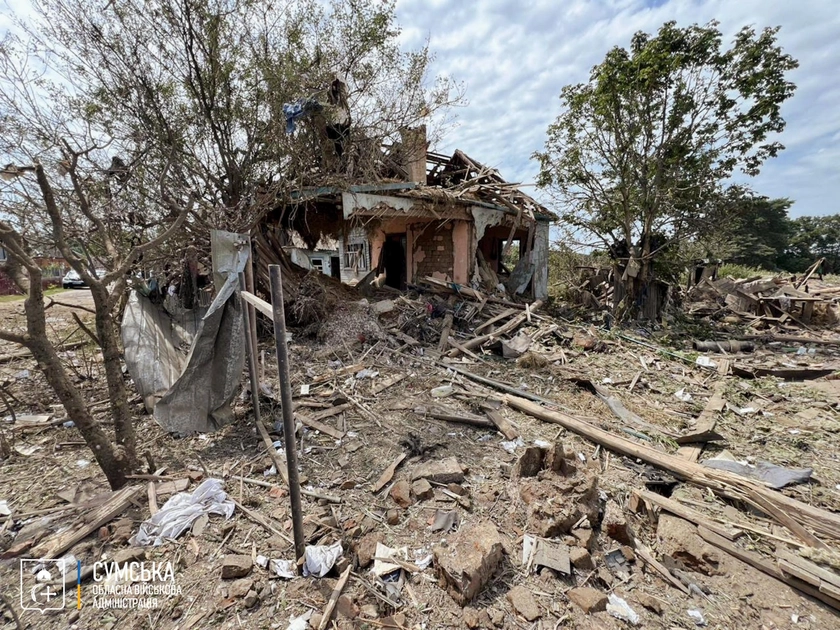 Sumy Village Hit by Russian Bomb; Two Dead, Homes Destroyed