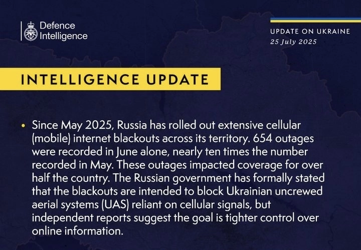 British Defence Intelligence Update Ukraine 25 July 2025