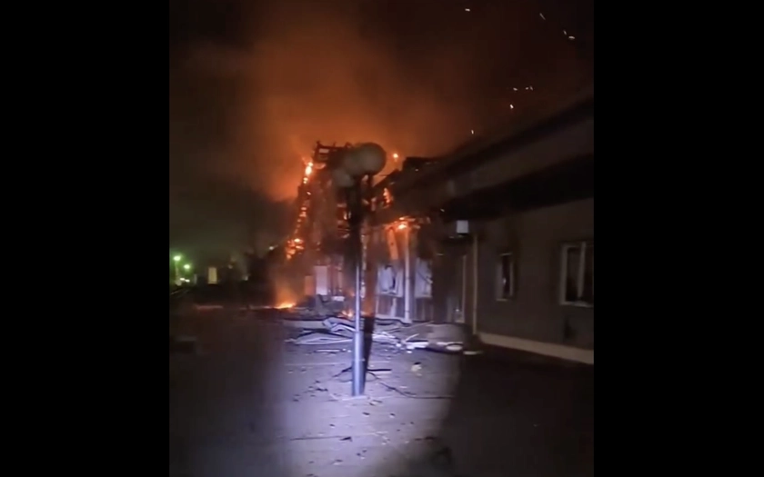 Russian Strike Sets Central Ukraine Train Station Ablaze