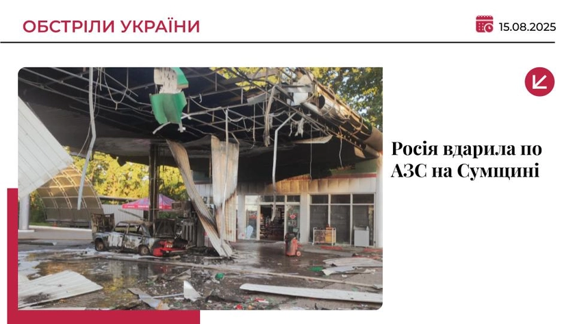 Російський дрон вранці вдарив по АЗС на околиці Сум: є поранений