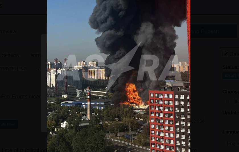 Major Fire Erupts Near Chemical Plant Outside Moscow