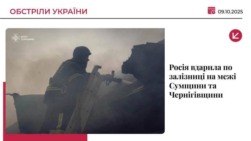 Росіяни вдарили по залізниці на межі Сумщини та Чернігівщини