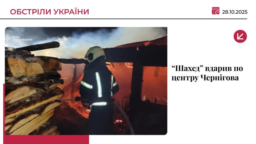 У центрі Чернігова впав “Шахед”: є перебої зі зв’язком