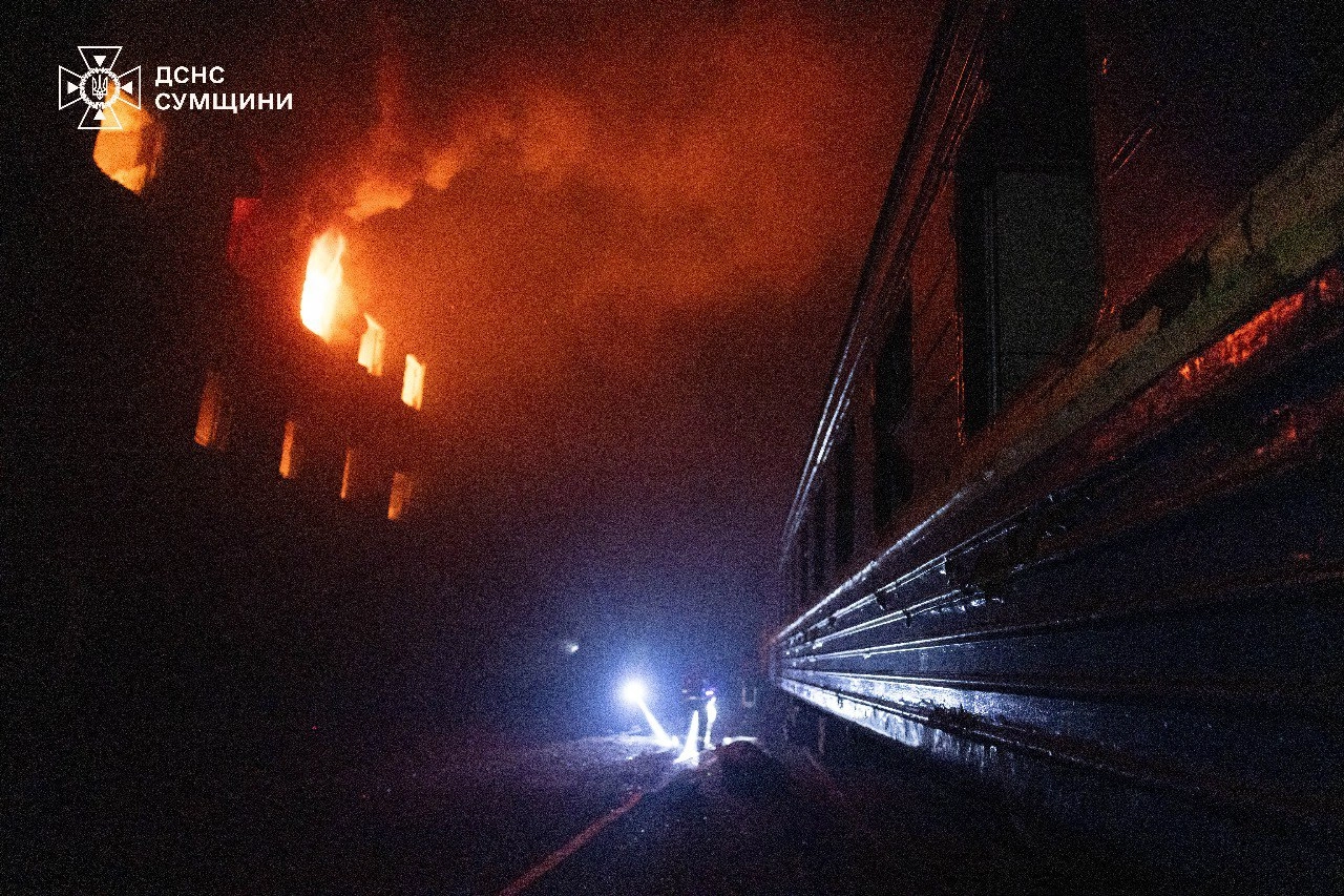 Russia Targets Ukraine’s Rail Network as Drone Hits Sumy High-Rise, Injuring at Least 15