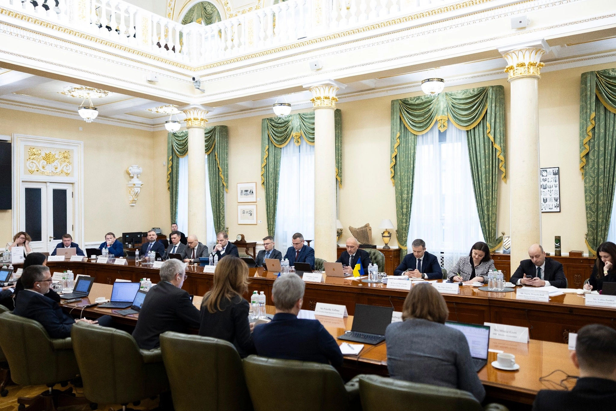Ukraine's central bank governors, the Minister of Finance of Ukraine and deputy finance ministers are conducting a meeting with the International Monetary Fund representatives. Photo taken by the National Bank of Ukraine press service.