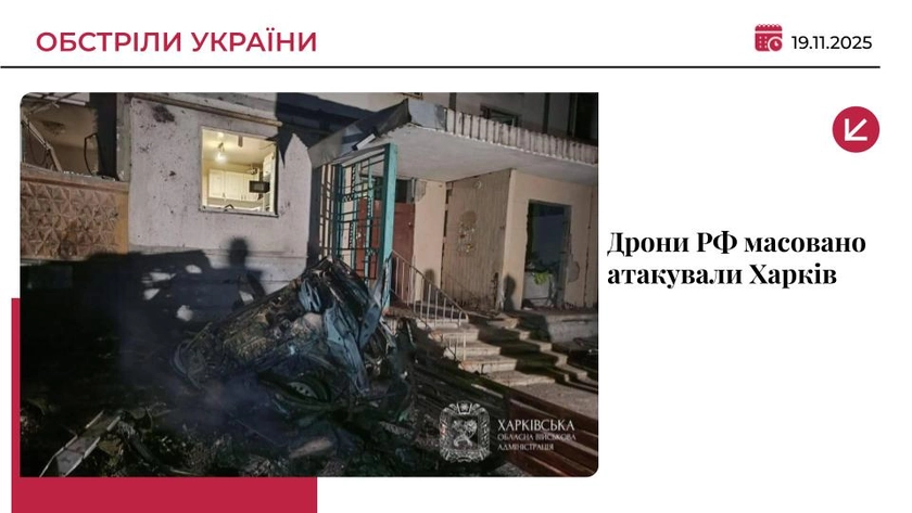 Російські дрони масовано налетіли на Харків: понад 40 постраждалих
