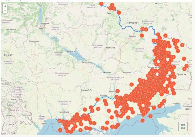 Ukrainian Intelligence Publishes Geolocation of Russian Military Communication Terminals