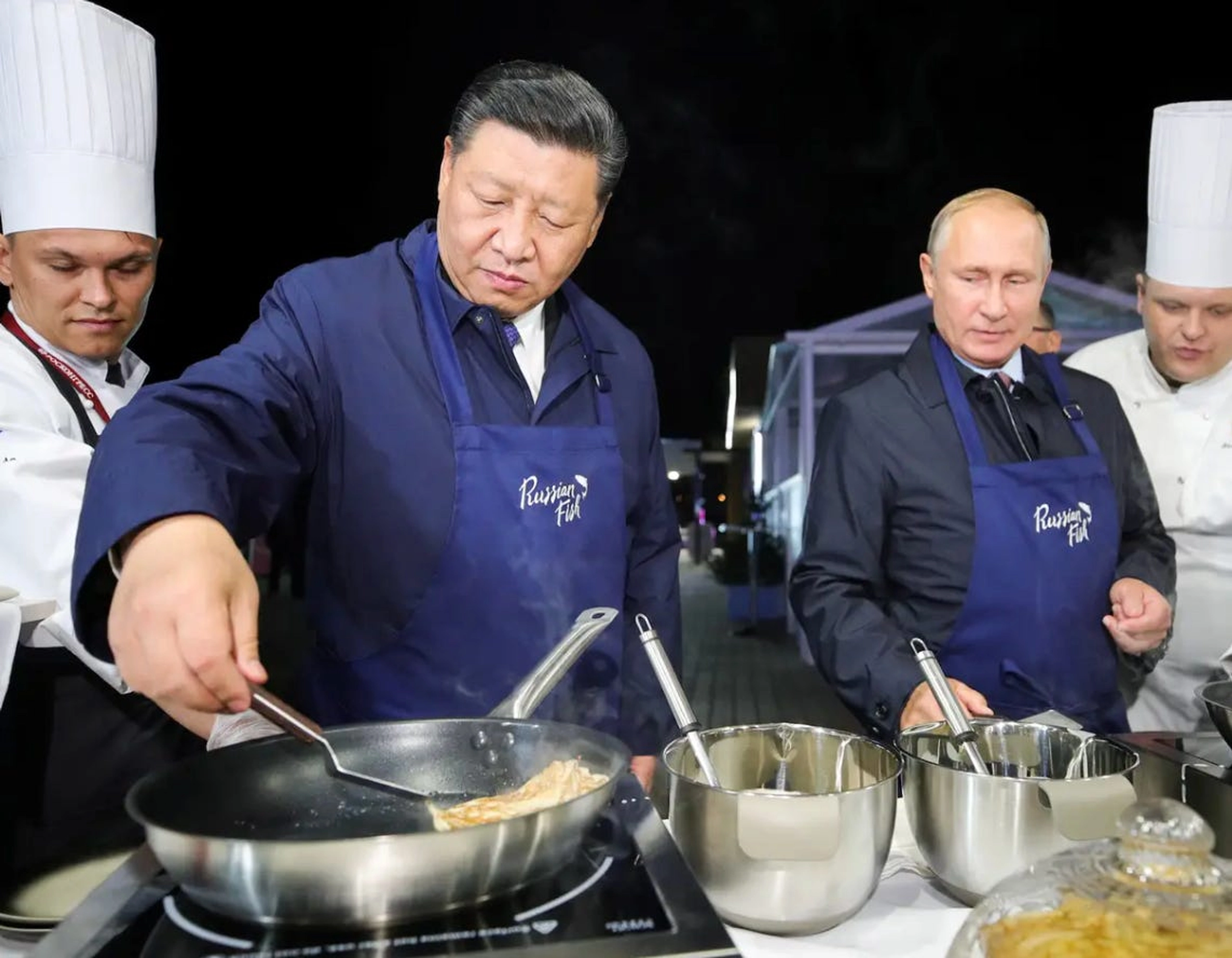 Xi Jinping and Putin have a long-running bromance. Xi started calling Putin his best friend in 2013. Xi is overjoyed with Putin meeting his wife. Note the look on Putin's face as he gazes at Xi in the bottom right hand corner.