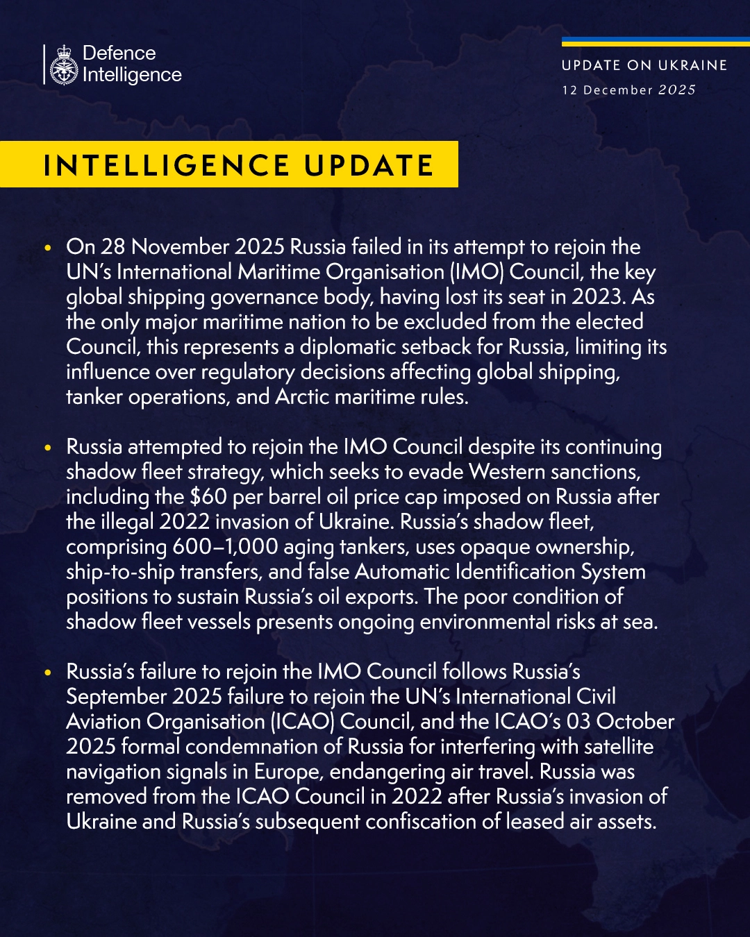 British Defence Intelligence Update Ukraine 12 December 2025