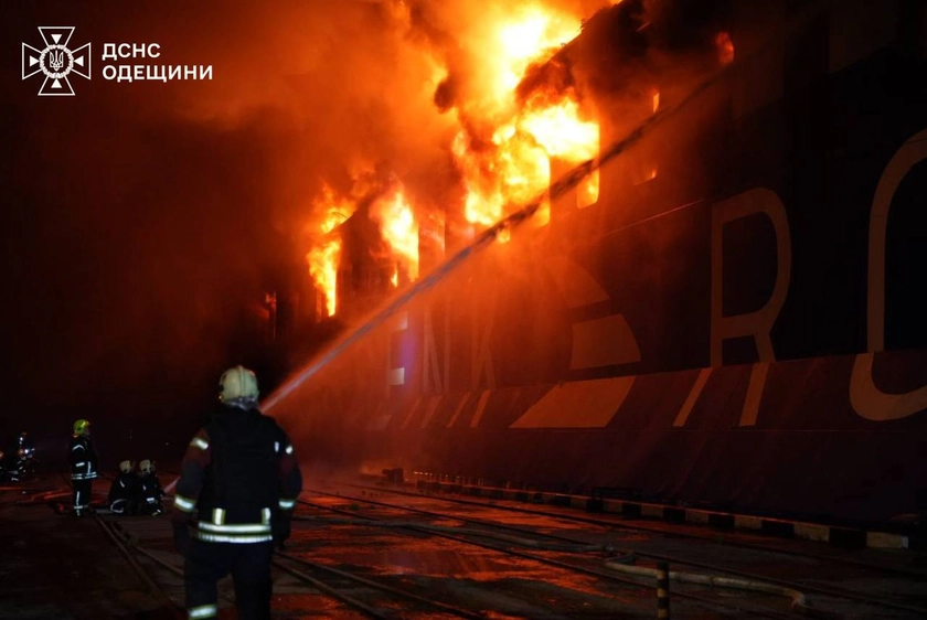 Turkish Vessel Left Ablaze After Russian Strike on Ukrainian Ports